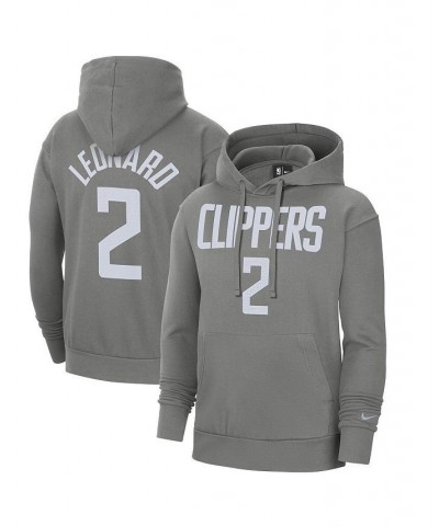 Men's Kawhi Leonard Gray LA Clippers 2020/21 Earned Edition Name and Number Pullover Hoodie $42.50 Sweatshirt