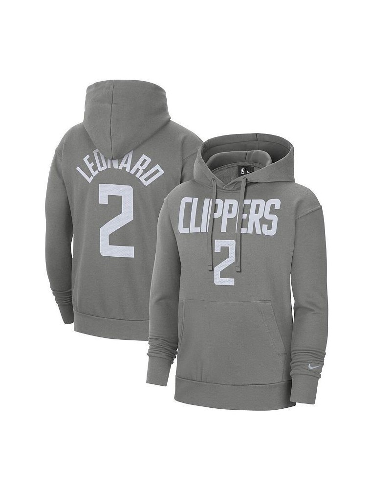 Men's Kawhi Leonard Gray LA Clippers 2020/21 Earned Edition Name and Number Pullover Hoodie $42.50 Sweatshirt