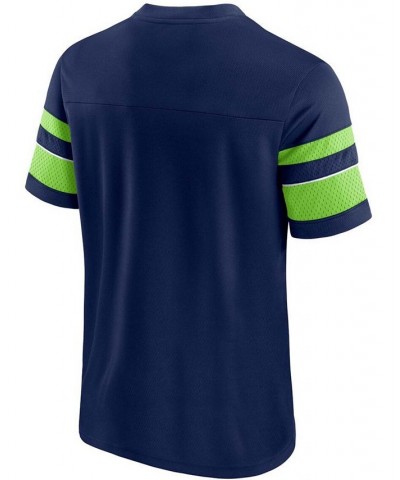 Men's College Navy Seattle Seahawks Textured Hashmark V-Neck T-shirt $19.27 T-Shirts