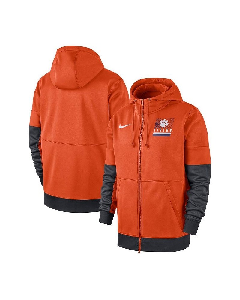 Men's Orange and Anthracite Clemson Tigers Sideline Full-Zip Performance Hoodie $54.99 Sweatshirt