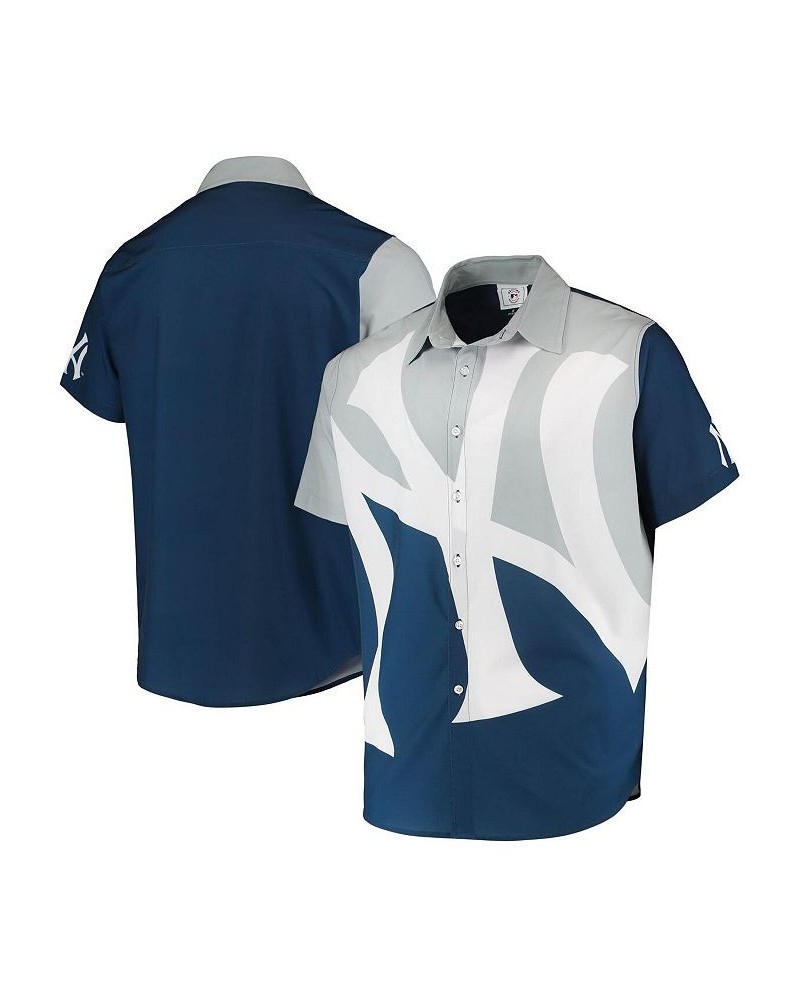 Men's Navy New York Yankees Big Logo Button-Up Shirt $34.44 Shirts