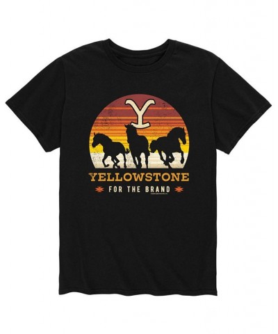 Men's Yellowstone Horses T-shirt Black $18.54 T-Shirts