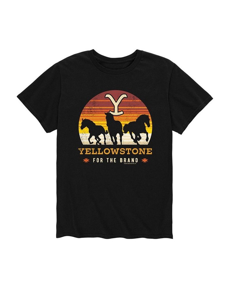 Men's Yellowstone Horses T-shirt Black $18.54 T-Shirts