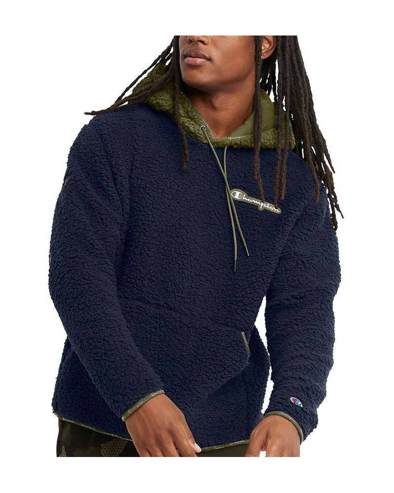 Men's Cozy Standard-Fit Plush Fleece Hoodie Blue $30.68 Sweatshirt