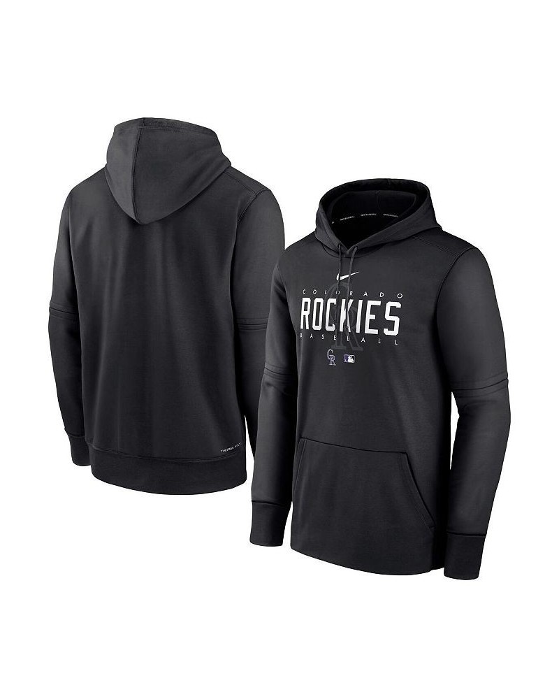 Men's Black Colorado Rockies Authentic Collection Pregame Performance Pullover Hoodie $41.80 Sweatshirt