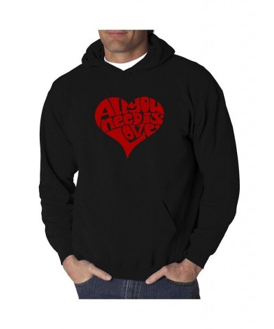 Men's Word Art Hooded Sweatshirt - All You Need Is Love Black $33.59 Sweatshirt