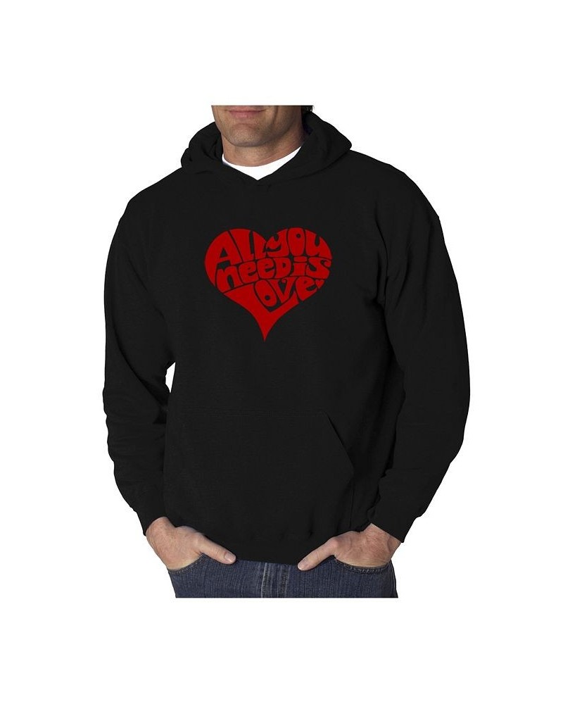 Men's Word Art Hooded Sweatshirt - All You Need Is Love Black $33.59 Sweatshirt