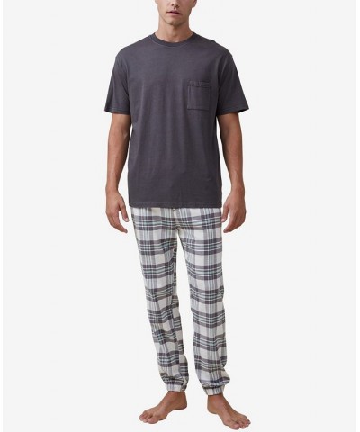 Men's Expandable Waist Lounge Pants Bone, Washed Black, Green Check $28.04 Pajama