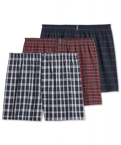 Men's 3-Pk. Woven Boxers Navy Tartan $12.47 Underwear