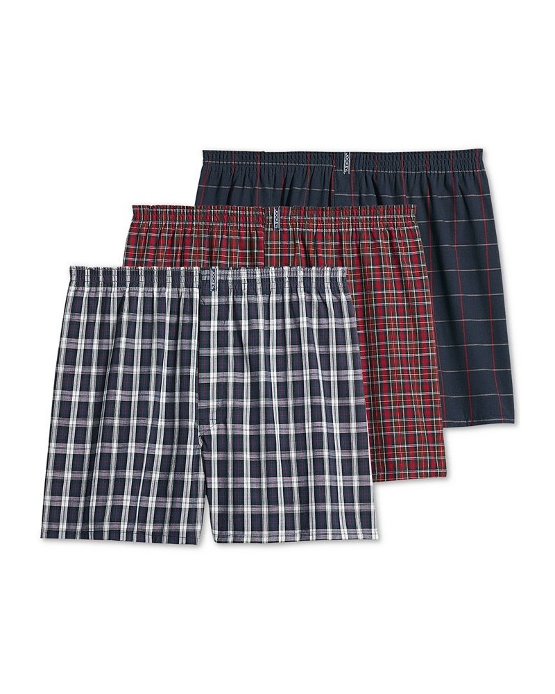 Men's 3-Pk. Woven Boxers Navy Tartan $12.47 Underwear