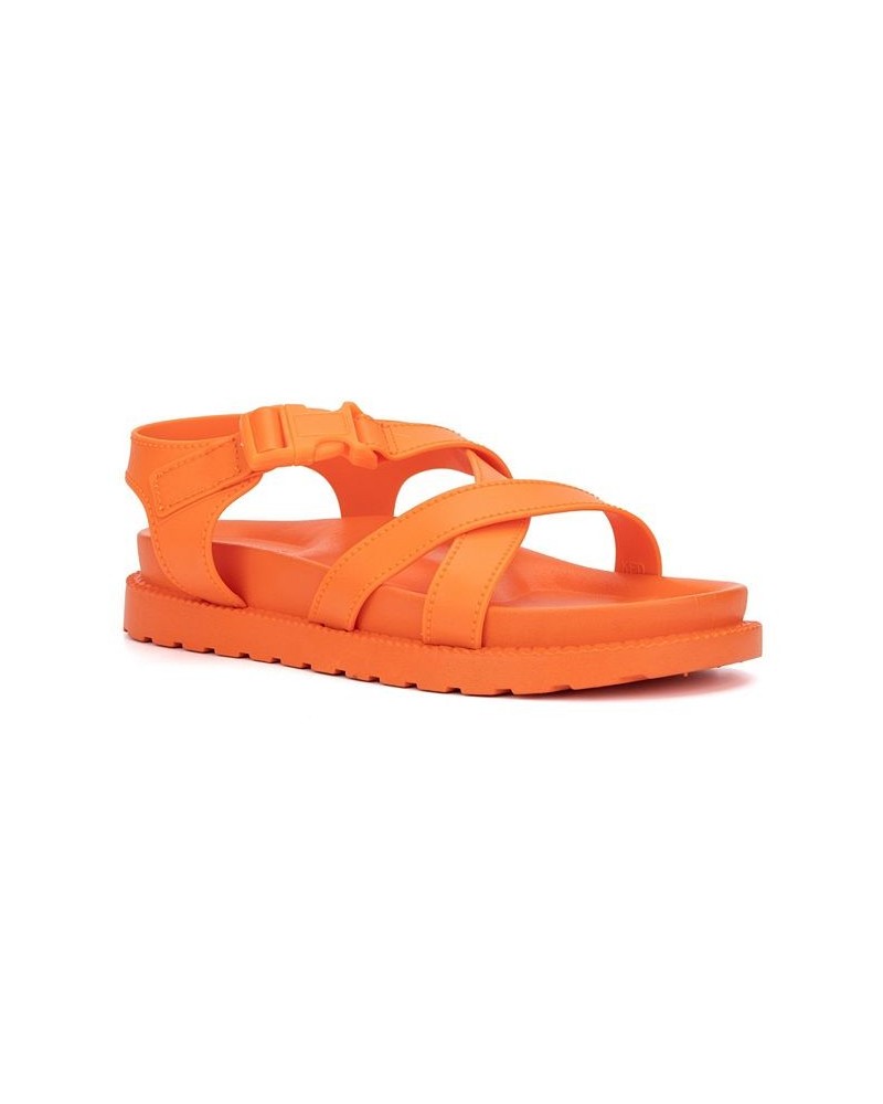 Women's Tessa Buckle Sandals Orange $33.00 Shoes