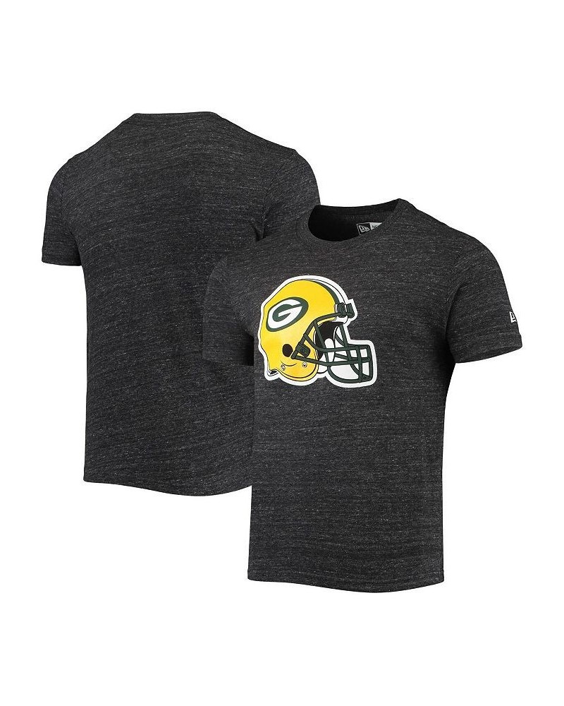 Men's Heathered Black Green Bay Packers Helmet Logo Tri-Blend T-shirt $12.80 T-Shirts