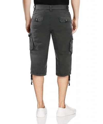 Men's Big and Tall Belted Capri Cargo Shorts Gray $27.08 Shorts