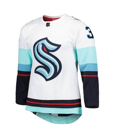 Men's Philipp Grubauer White Seattle Kraken Primegreen Authentic Pro Away Player Jersey $87.36 Jersey