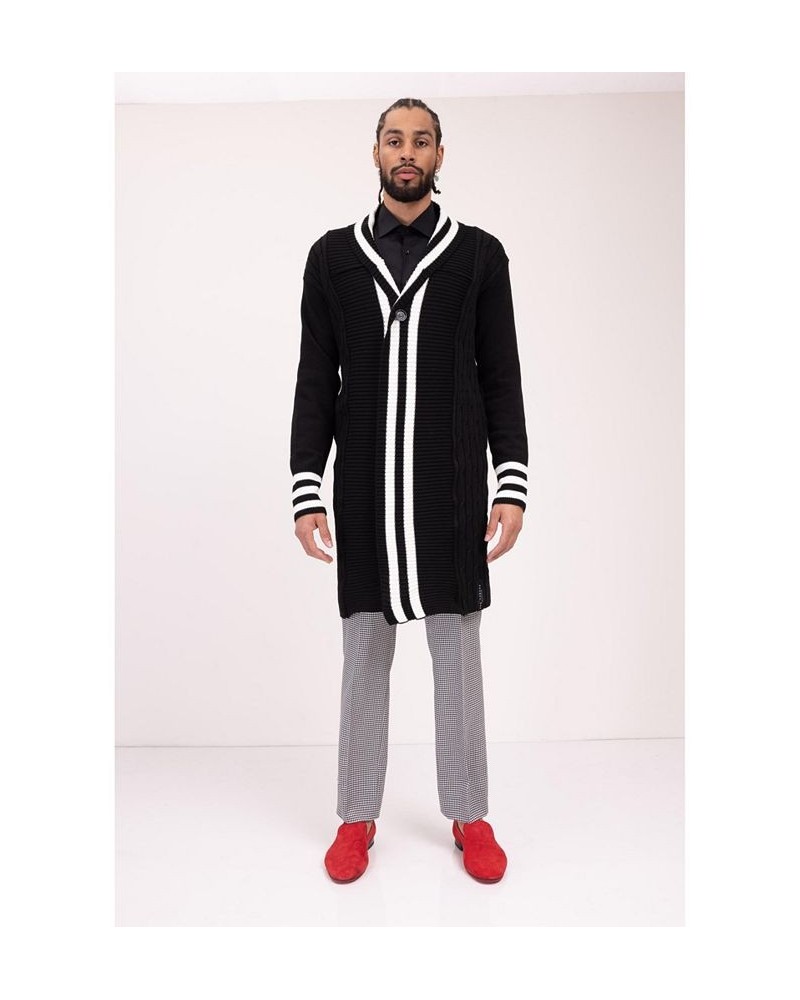 Men's Modern Longline Side Pocket Cardigan Sweater Black $70.20 Sweaters