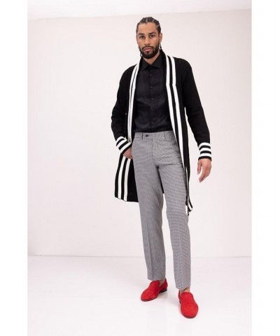 Men's Modern Longline Side Pocket Cardigan Sweater Black $70.20 Sweaters