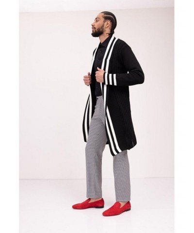 Men's Modern Longline Side Pocket Cardigan Sweater Black $70.20 Sweaters