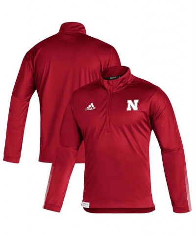 Men's Scarlet Nebraska Huskers 2021 Sideline Primeblue Quarter-Zip Jacket $28.38 Jackets