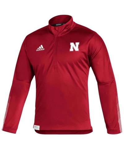 Men's Scarlet Nebraska Huskers 2021 Sideline Primeblue Quarter-Zip Jacket $28.38 Jackets