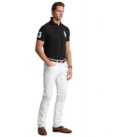 Men's Big Pony Custom Slim Fit Mesh Polo Black $53.75 Polo Shirts