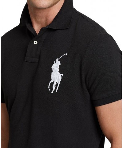 Men's Big Pony Custom Slim Fit Mesh Polo Black $53.75 Polo Shirts