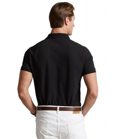 Men's Big Pony Custom Slim Fit Mesh Polo Black $53.75 Polo Shirts