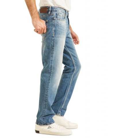 Men's Regular Straight Faded Jeans Blue $44.28 Jeans