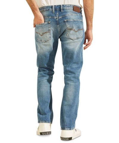 Men's Regular Straight Faded Jeans Blue $44.28 Jeans