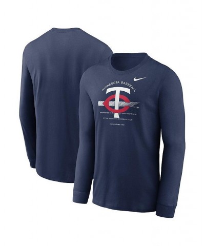 Men's Navy Minnesota Twins Over Arch Long Sleeve T-shirt $21.50 T-Shirts