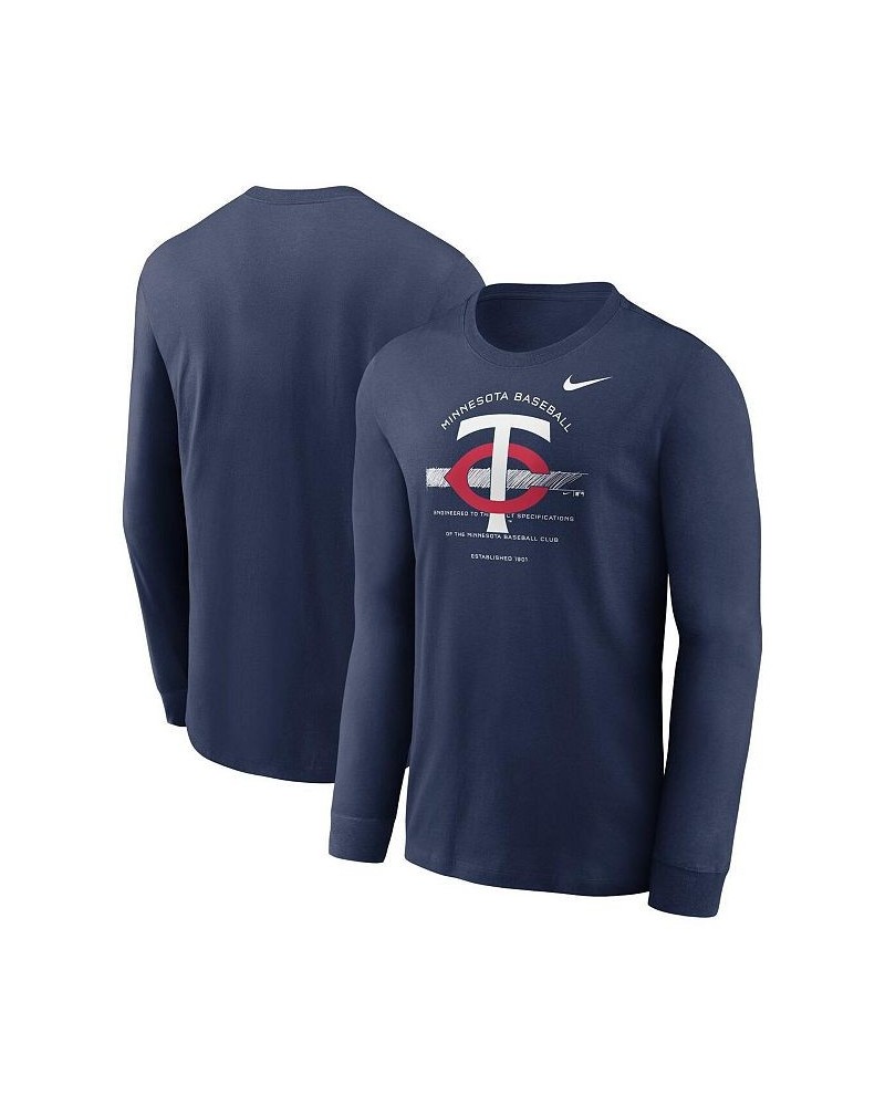 Men's Navy Minnesota Twins Over Arch Long Sleeve T-shirt $21.50 T-Shirts