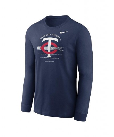 Men's Navy Minnesota Twins Over Arch Long Sleeve T-shirt $21.50 T-Shirts