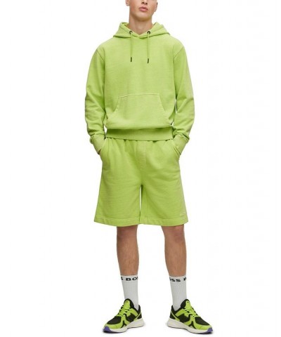 BOSS Men's Cotton-Blend Relaxed-Fit Embroidered Logo Hoodie Green $80.84 Sweatshirt