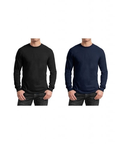 Men's 2-Pack Egyptian Cotton-Blend Long Sleeve Crew Neck Tee Black/Navy $21.00 T-Shirts