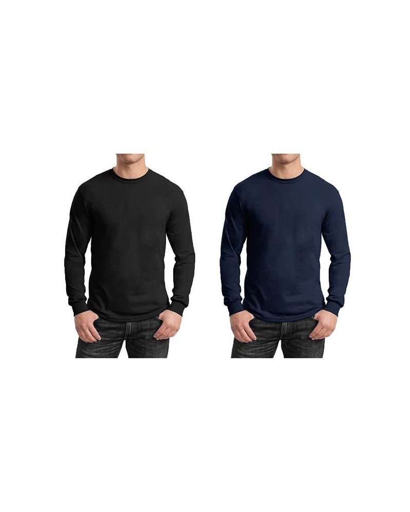 Men's 2-Pack Egyptian Cotton-Blend Long Sleeve Crew Neck Tee Black/Navy $21.00 T-Shirts