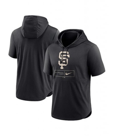 Men's Black San Francisco Giants Logo Lockup Performance Short-Sleeved Pullover Hoodie $32.90 Sweatshirt