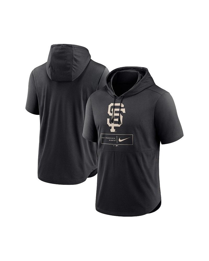 Men's Black San Francisco Giants Logo Lockup Performance Short-Sleeved Pullover Hoodie $32.90 Sweatshirt