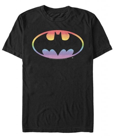 Men's Batman Rainbow Bat Symbol Short Sleeve T-shirt Black $16.10 T-Shirts