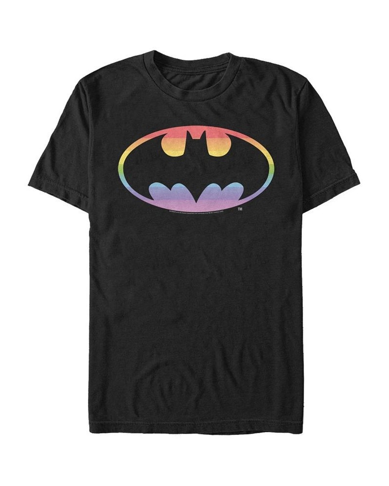 Men's Batman Rainbow Bat Symbol Short Sleeve T-shirt Black $16.10 T-Shirts