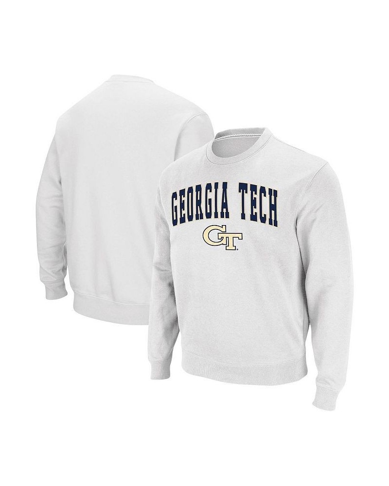 Men's White Georgia Tech Yellow Jackets Arch Logo Tackle Twill Pullover Sweatshirt $24.00 Sweatshirt