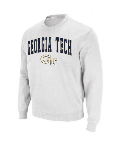 Men's White Georgia Tech Yellow Jackets Arch Logo Tackle Twill Pullover Sweatshirt $24.00 Sweatshirt